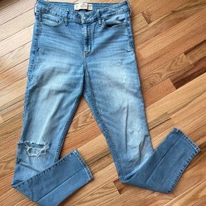 Hollister High Rise Super Skinny Ripped Jeans